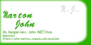 marton john business card